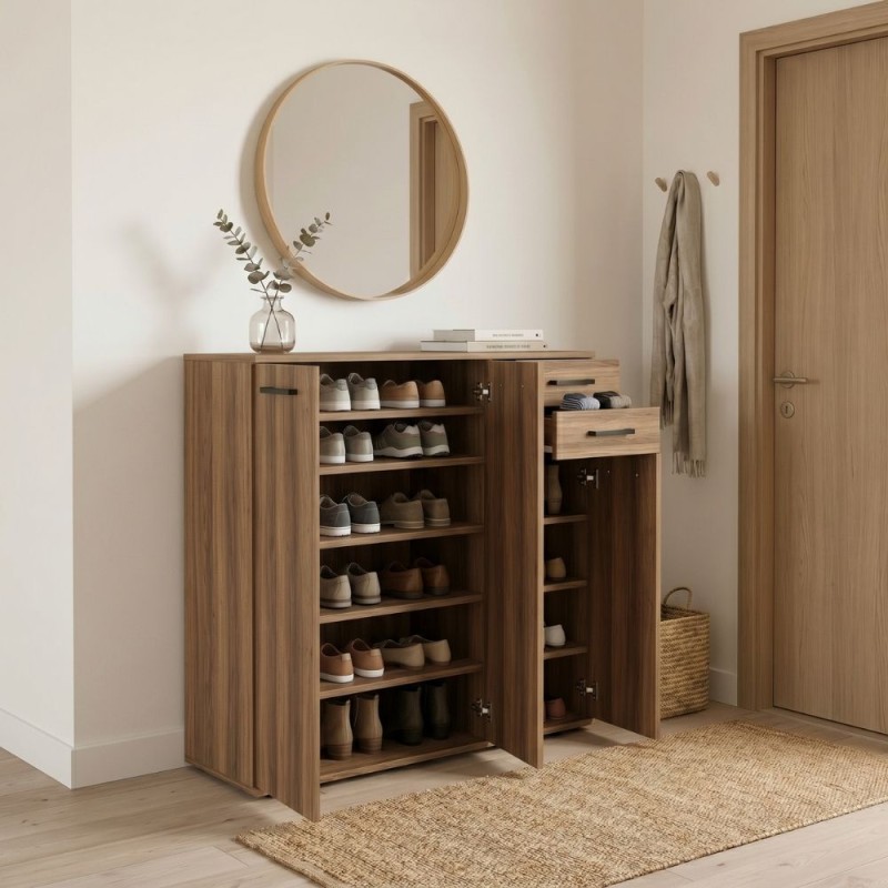Infinity Megapap melamine shoe cabinet in walnut color 108x35x108cm.