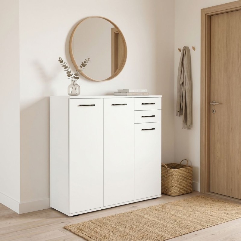 Infinity Megapap melamine shoe cabinet in white color 108x35x108cm.