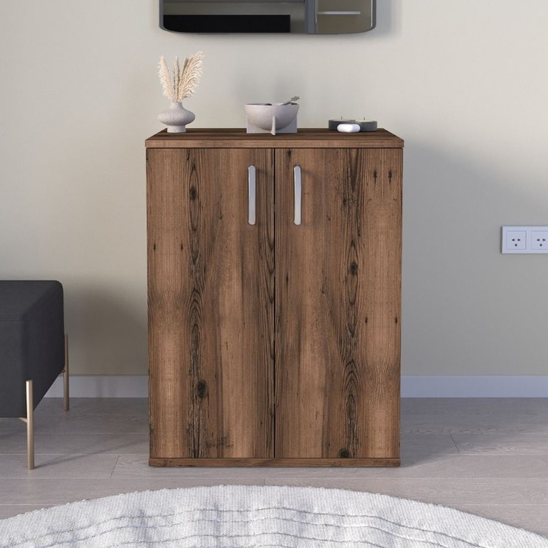 Manolo Megapap melamine shoe cabinet in smoked walnut color 60x38x81.4cm.