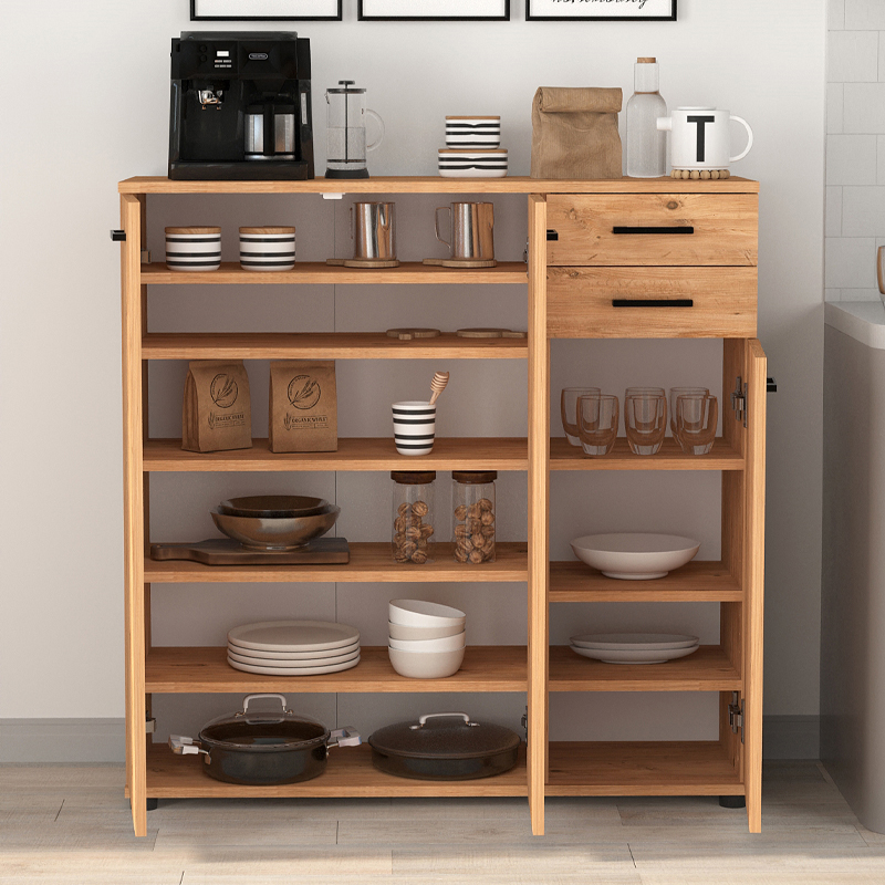 Polly Megapap melamine shoe rack in pine oak color 108x35x108cm.