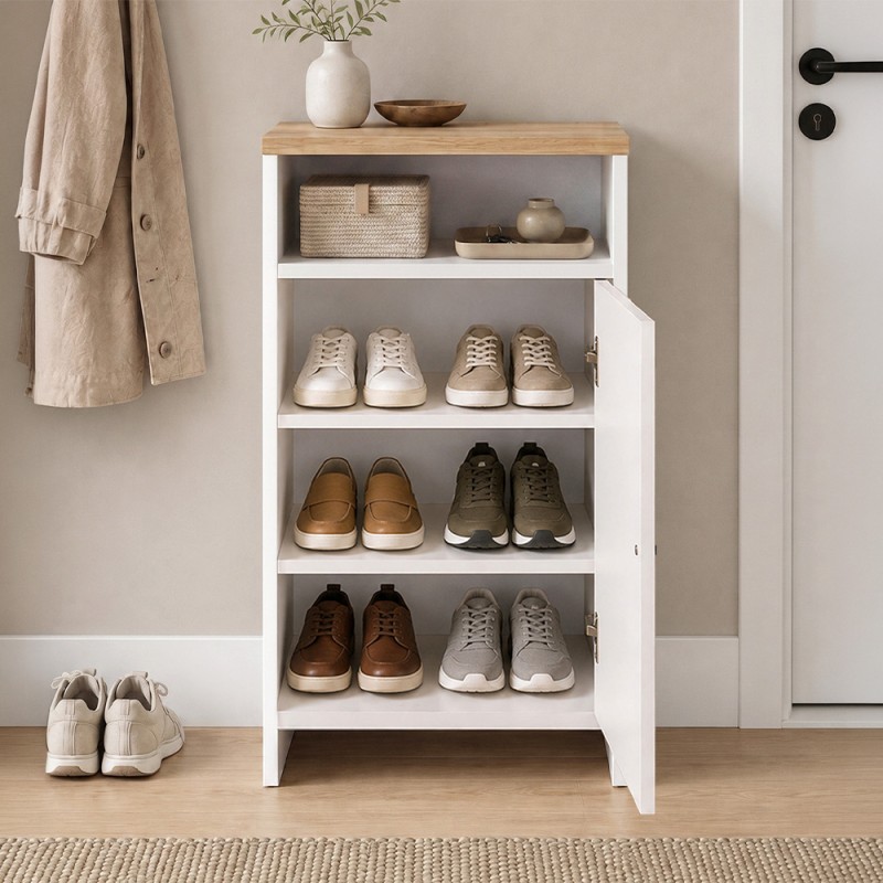 Παπουτσοθήκη - Ντουλάπι Talsa Megapap χρώμα λευκό - sapphire oak 50x35,3x86εκ.