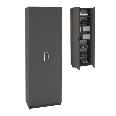 Παπουτσοθήκη Renso Megapap δίφυλλη χρώμα ανθρακί 59,8x37,8x178,5εκ.