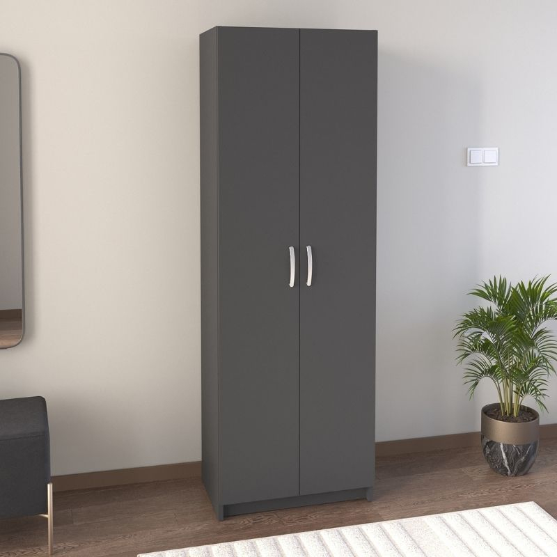 Renso Megapap melamine 2 doors wardrobe - shoe cabinet in anthracite color 59,8x37,8x178,5cm.