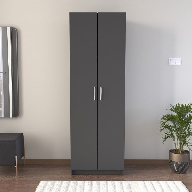 Renso Megapap melamine 2 doors wardrobe - shoe cabinet in anthracite color 59,8x37,8x178,5cm.