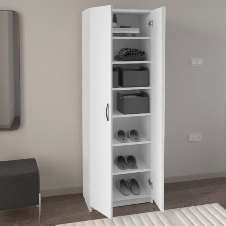 Παπουτσοθήκη Renso Megapap δίφυλλη χρώμα λευκό 59,8x37,8x178,5εκ.