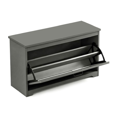 Παπουτσοθήκη - Σκαμπό, MDF Απόχρωση Γκρι 80x30x46cm