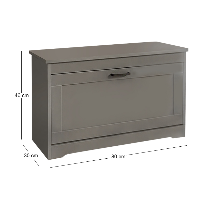 Παπουτσοθήκη - Σκαμπό, MDF Απόχρωση Γκρι 80x30x46cm
