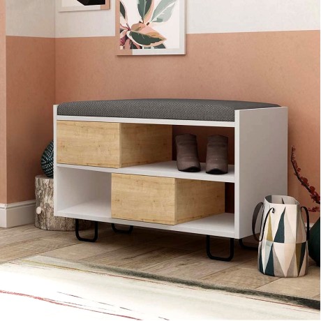 Παπουτσοθήκη Troy Megapap χρώμα λευκό - sapphire oak 83,5x35,5x53,5εκ.