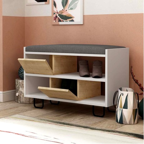 Παπουτσοθήκη Troy Megapap χρώμα λευκό - sapphire oak 83,5x35,5x53,5εκ.