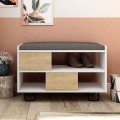 Troy Megapap melamine bench - shoe rack in white - oak color 83,5x35,5x53,5cm.