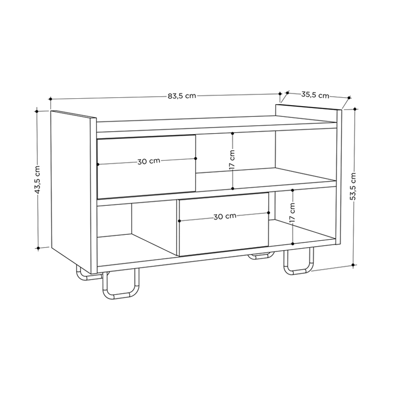 Troy Megapap melamine bench - shoe rack in white - oak color 83,5x35,5x53,5cm.