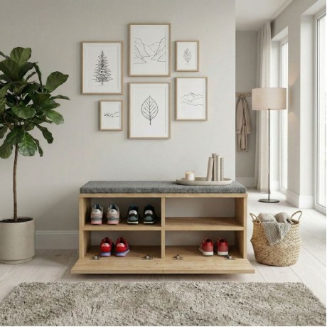 Twain Megapap melamine shoe rack of 8 pairs in sapphire oak color 80x35x42cm.