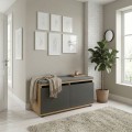 Παπουτσοθήκη μελαμίνης Twain Megapap 8 ζευγών χρώμα sapphire oak - ανθρακί 80x35x42εκ.