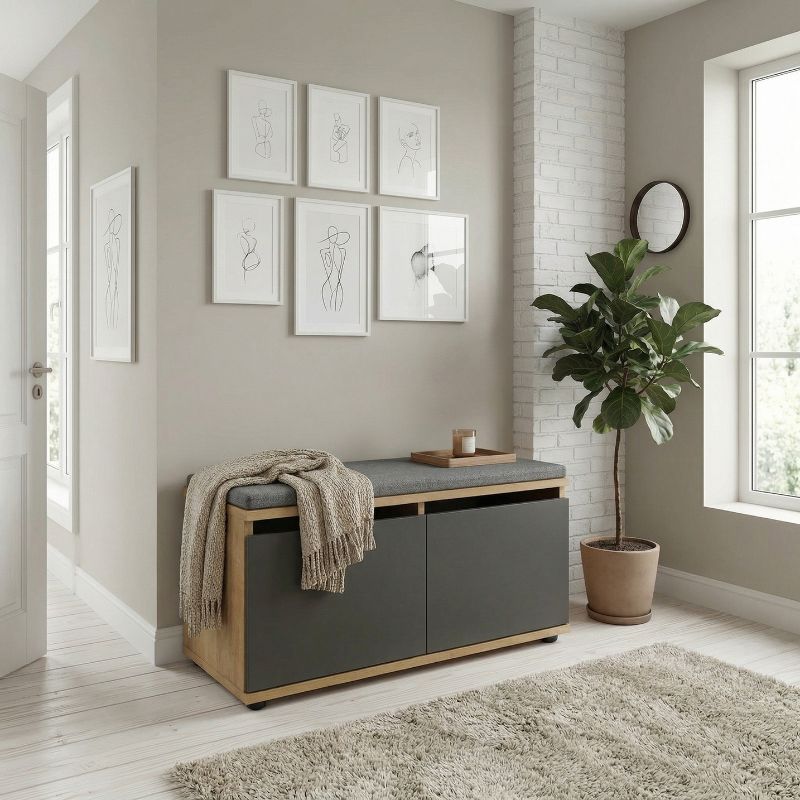 Παπουτσοθήκη μελαμίνης Twain Megapap 8 ζευγών χρώμα sapphire oak - ανθρακί 80x35x42εκ.
