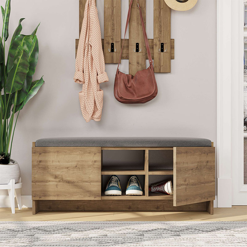 Zulla Megapap melamine entrance furniture in light brown color 110x37x43cm.