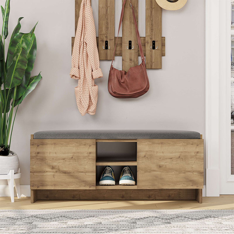 Zulla Megapap melamine entrance furniture in light brown color 110x37x43cm.