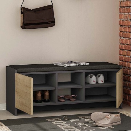 Παπουτσοθήκη Zulla Megapap χρώμα ανθρακί - sapphire oak 110x37x43εκ.