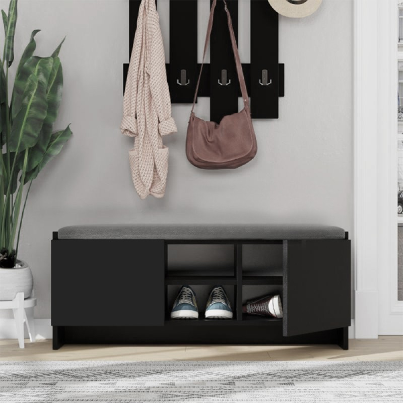 Zulla Megapap melamine entrance furniture in black color 110x37x43cm.
