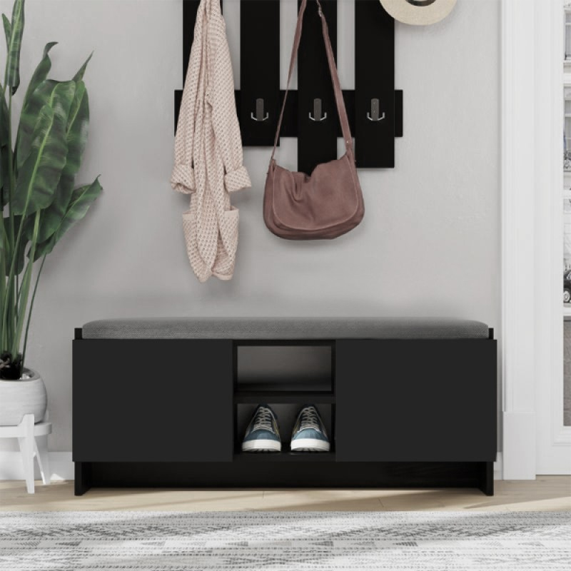 Zulla Megapap melamine entrance furniture in black color 110x37x43cm.
