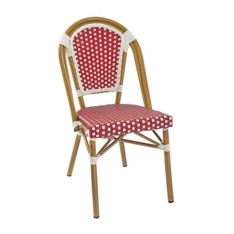 Καρέκλα κήπου Paris στοιβαζόμενη αλουμινίου χρώμα φυσικό - wicker χρώμα κόκκινο λευκό 46x54x88εκ.