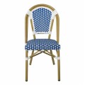 PARIS Καρέκλα Bistro, Αλουμίνιο Φυσικό, Wicker Άσπρο - Μπλε, Στοιβαζόμενη