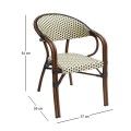 PARIS Πολυθρόνα Bistro Αλουμίνιο Καρυδί, Wicker Μπεζ - Καφέ, Στοιβαζόμενη 57x59x84cm