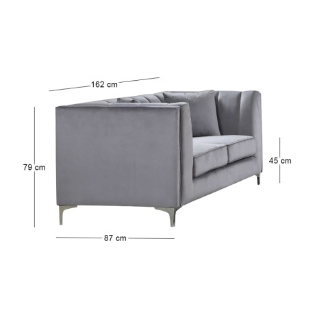 PARSON 2-Seater Sofa Fabric Dark Grey Velure