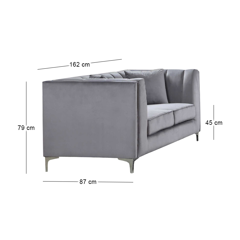 PARSON 2-Seater Sofa Fabric Dark Grey Velure