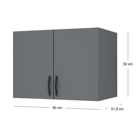 Melamine two - door wardrobe loft Ricardo Megapap in anthracite color 80x51.8x59cm.