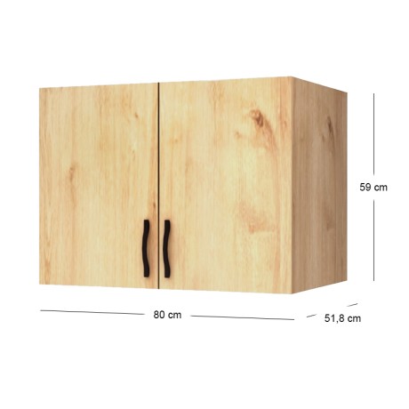 Melamine two - door wardrobe loft Ricardo Megapap wardrobe  in oak color 80x51.8x59cm.