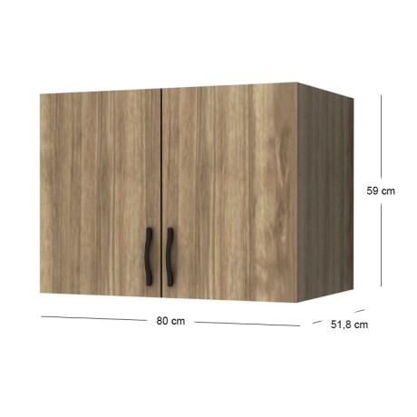 Melamine two - door wardrobe loft Ricardo Megapap in walnut color 80x51.8x59cm.