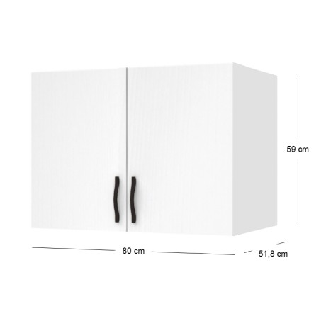 Melamine two - door wardrobe loft Ricardo Megapap in white color 80x51.8x59cm.