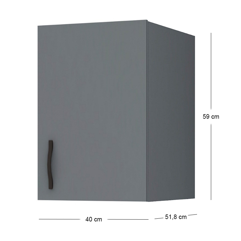 Melamine one - door wardrobe loft Ricardo Megapap in anthracite color 40x51.8x59cm.
