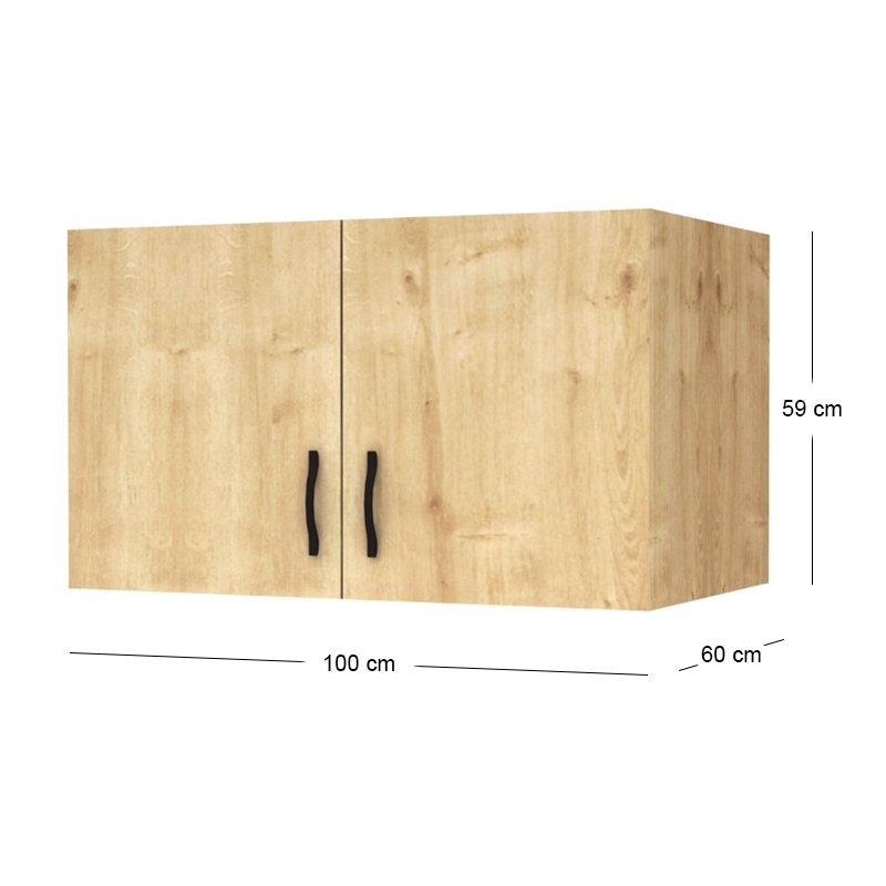 Melamine two - door wardrobe loft Victoria Megapap in oak color 100x60x59cm.