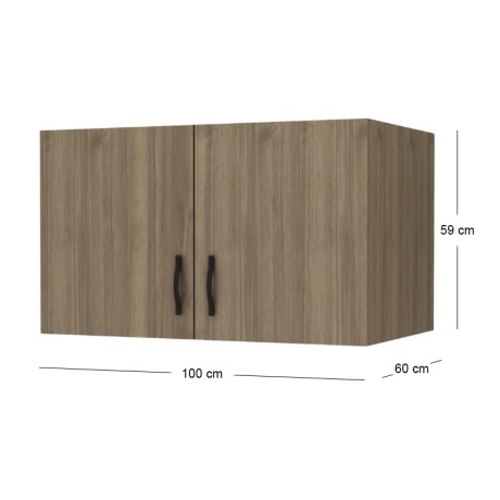 Melamine two - door wardrobe loft Victoria Megapap in  walnut color 100x60x59cm.