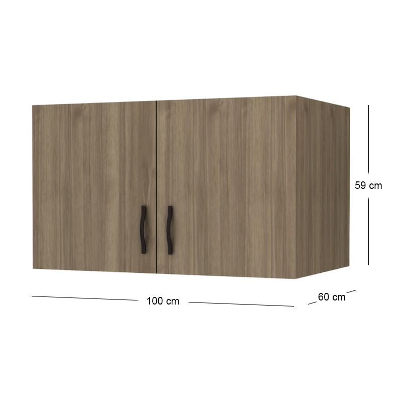 Melamine two - door wardrobe loft Victoria Megapap in  walnut color 100x60x59cm.