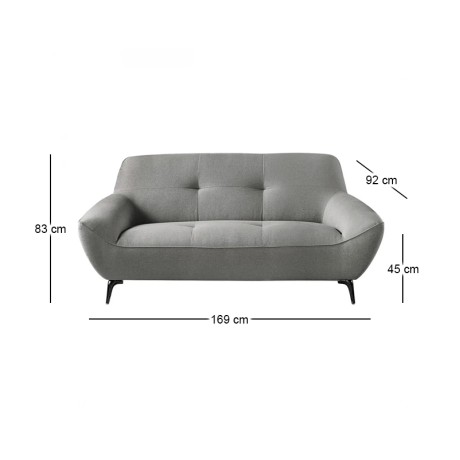 PEDRO 2-Seater Sofa Fabric Grey