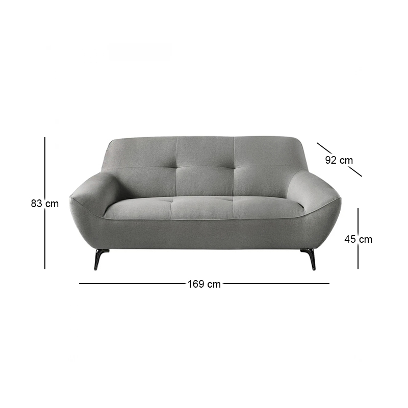 PEDRO 2-Seater Sofa Fabric Grey