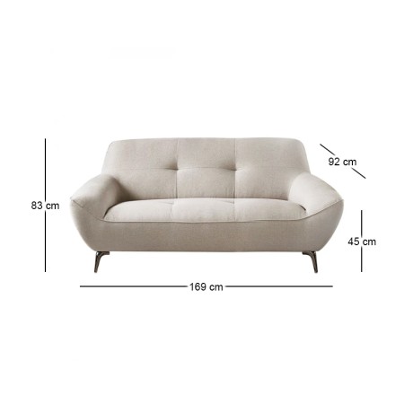 PEDRO 2-Seater Sofa Fabric Mixed Beige