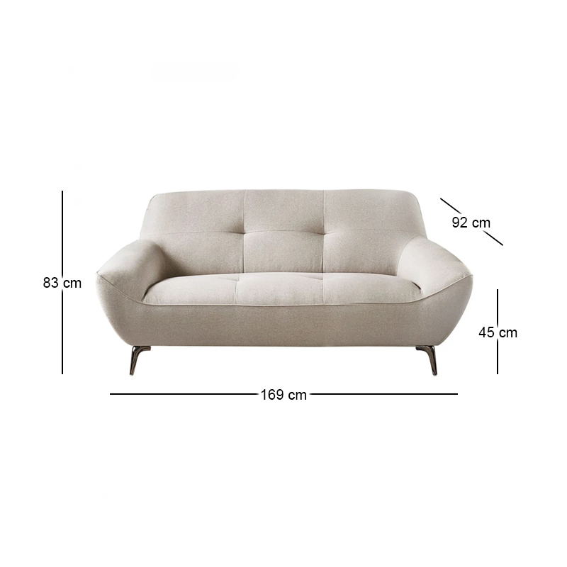 PEDRO 2-Seater Sofa Fabric Mixed Beige