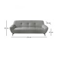 PEDRO 3-Seater Sofa Fabric Grey