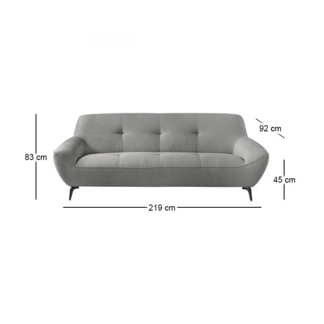 PEDRO 3-Seater Sofa Fabric Grey