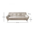 PEDRO 3-Seater Sofa Fabric Mixed Beige