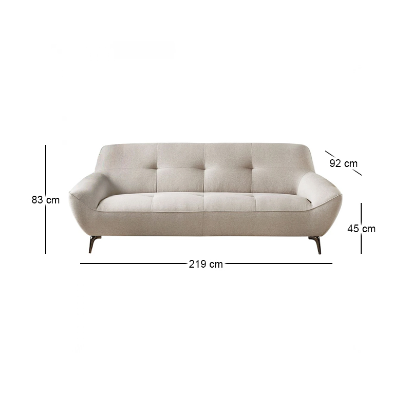 PEDRO 3-Seater Sofa Fabric Mixed Beige