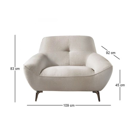 Πολυθρόνα σαλονιού Pedro υφασμάτινη χρώμα mixed beige 109x92x83εκ.