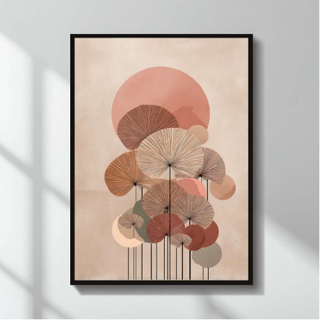 "Pink Leaves" Megapap painting in MDF  frame 50x70cm.