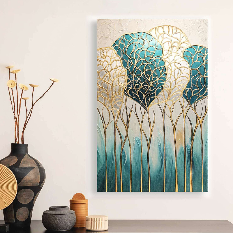 "Golden Leaves" Megapap painting on canvas digital printing 70x100x3cm.
