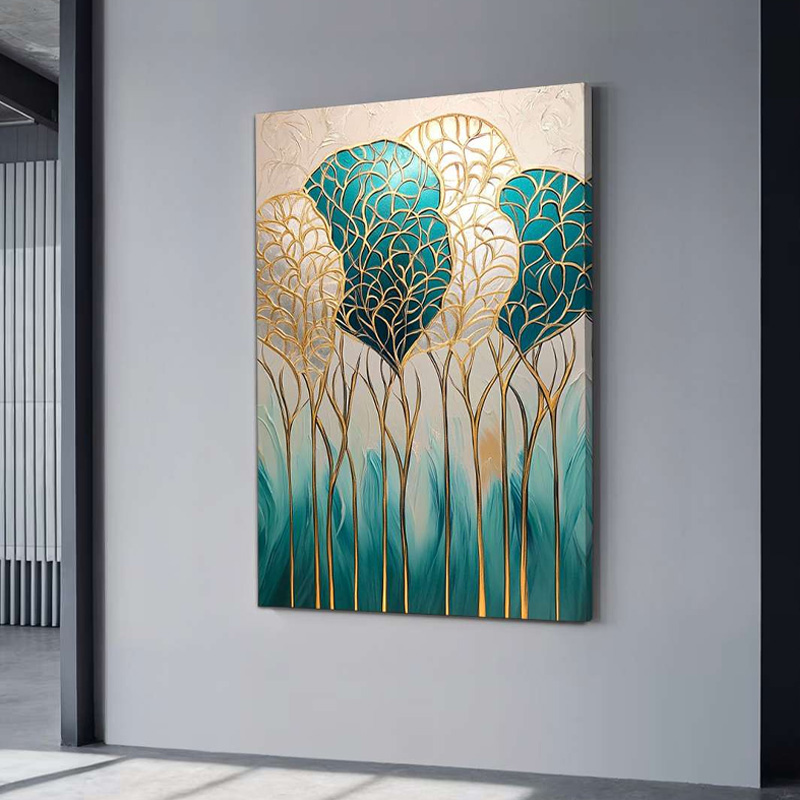 "Golden Leaves" Megapap painting on canvas digital printing 70x100x3cm.