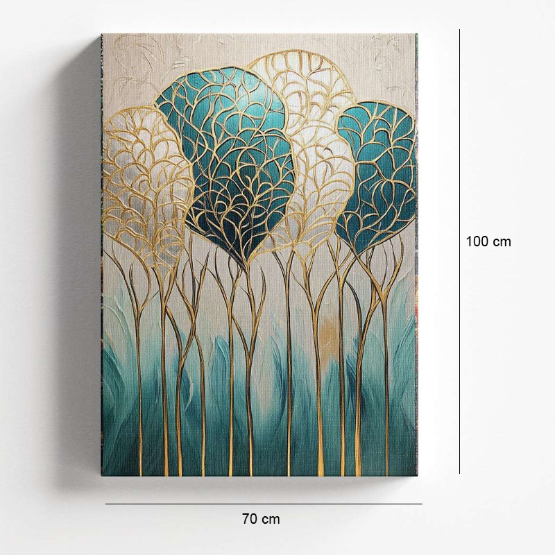 "Golden Leaves" Megapap painting on canvas digital printing 70x100x3cm.