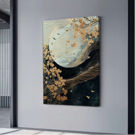 Πίνακας σε καμβά "Golden Moon" Megapap ψηφιακής εκτύπωσης 70x100x3εκ.